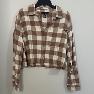 RVCA Brown and White Plaid Shirt